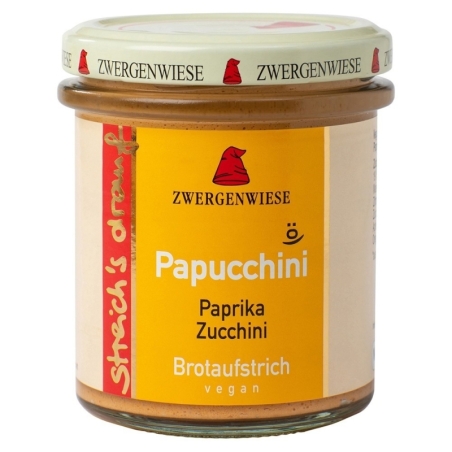 Cremă tartinabilă vegetală Papucchini cu ardei și zucchini, bio, 160g, Zwergenwiese