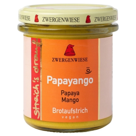 Cremă tartinabilă vegetală Papayango cu papaya picantă și mango, bio, 160g, Zwergenwiese