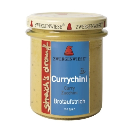 Cremă bio tartinabilă vegetală Currychini cu curry și zucchini, 160g, Zwergenwiese