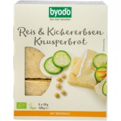 Pâine bio crocantă cu orez și năut fără gluten, 120g, Byodo