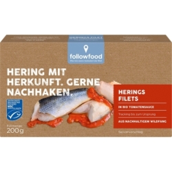 File de hering în sos de tomate bio, 200g, Followfish