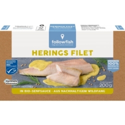 File de hering în sos de muștar bio, 200g, Followfish