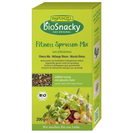 Amestec Fitness bio de semințe pentru germinat, 200g, BioSnacky Rapunzel