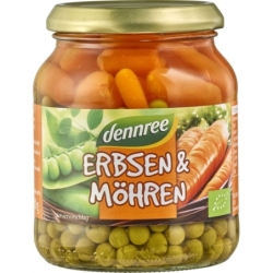 Mazăre cu morcovi eco la borcan, bio, 350g, Dennree