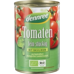 Roșii bucăți în sos de roșii cu busuioc, bio, 400g, Dennree