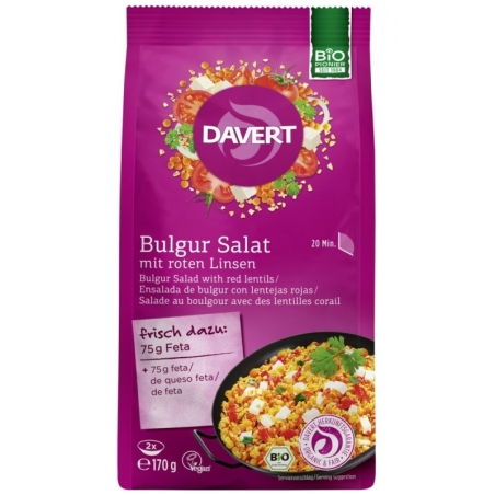 Salată de bulgur cu linte roșie, bio, 170g, Davert