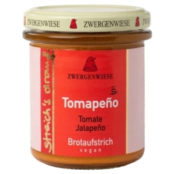 Cremă tartinabilă vegetală Tomapeno cu roșii și ardei Jalapeno, bio, 160g, Zwergenwiese