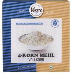 Făină bio integrală din 4 cereale fără gluten, 500g, Werz