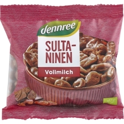 Stafide bio în ciocolată cu lapte, 100g, Dennree