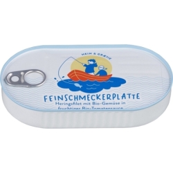 File de hering cu legume în sos de roșii bio, 200g, Hein & Grætje (Hein & Graetje)