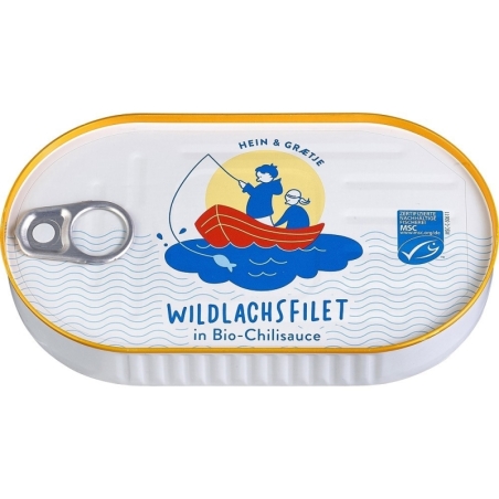 File de somon sălbatic în sos bio de roșii cu chili, 200g, Hein & Grætje (Hein & Graetje)