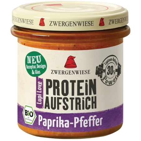 Cremă tartinabilă proteică bio cu lupin ardei și piper, 135g, Zwergenwiese