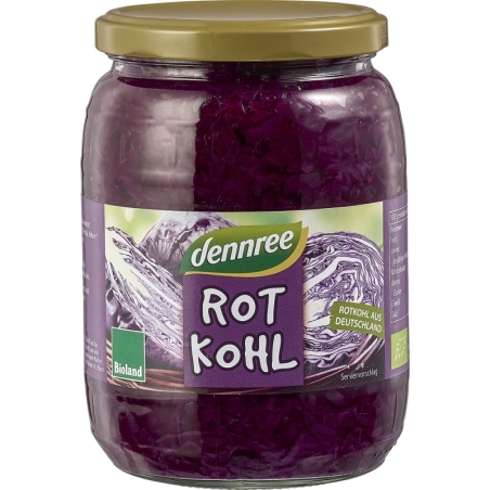 Varză roșie bio la borcan, 680g, Dennree