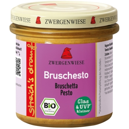 Crema bio tartinabilă vegetală Bruschesto cu pesto, 135g, Zwergenwiese