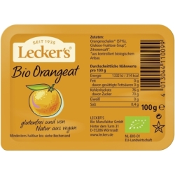 Coajă bio de portocală confiată vegan și fără gluten, 100g, Lecker's