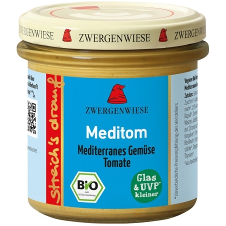 Cremă tartinabilă bio cu legume mediteraneene și roșii fără gluten, 135g, Zwergenwiese