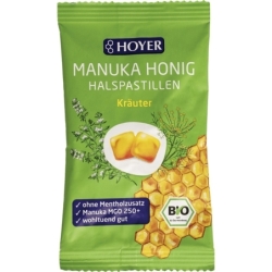 Dropsuri bio cu ierburi și miere de Manuka 250 fără gluten, 30g, Hoyer