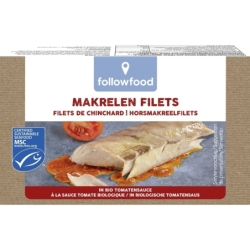 File de macrou sălbatic în sos de roșii bio, 125g, Followfish