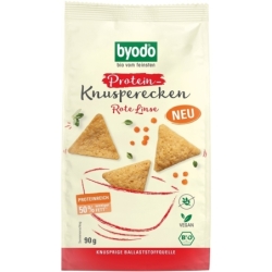 Mini Crackers bio proteici cu linte roșie fără gluten, 90g, Byodo
