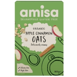 Porridge din ovăz cu măr și scorțișoară, bio, 300g, Amisa