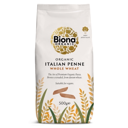 Penne din grâu integral, eco, 500g, Biona