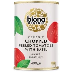 Roșii decojite, mărunțite, cu busuioc, conservă, eco, 400g, Biona