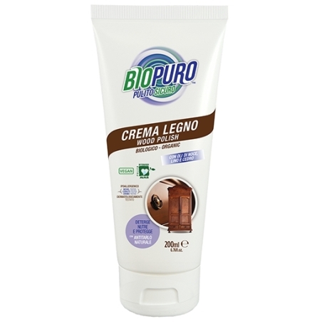 Crema pentru curățarea și întreținerea lemnului, hipoalergenă, eco, 200ml, Biopuro