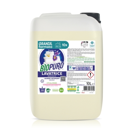 Detergent pentru rufe albe și colorate, cu iris și orhidee, hipoalergen, eco, 10l, Biopuro