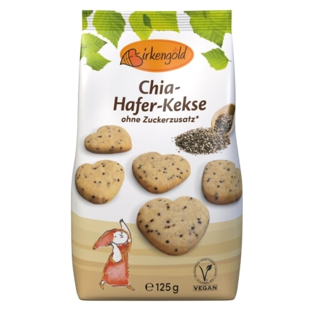 Biscuiți cu chia și ovăz, bio, 125g, Birkengold