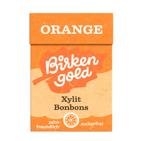 Bomboane cu portocale, îndulcite cu xylitol, bio, 30g, Birkengold