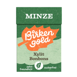 Drajeuri cu mentă, îndulcite cu xylitol, bio, 30g, Birkengold