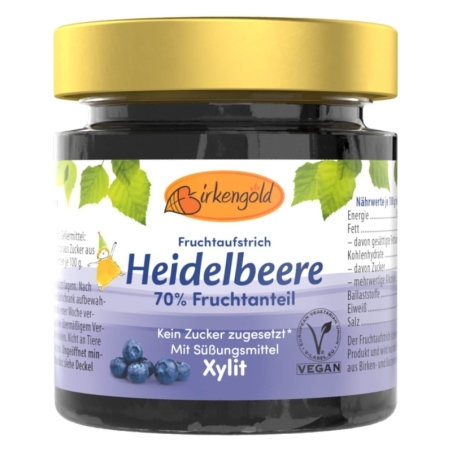 Gem de afine îndulcit cu Xylitol, 200g, Birkengold
