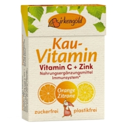 Gumă de mestecat, cu vitamina C și Zinc, 20 drajeuri, 28g, Birkengold