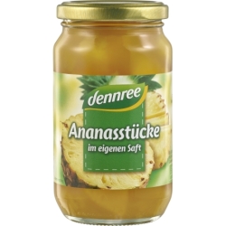 Ananas bucăți, în suc de ananas, bio, 350g, Dennree
