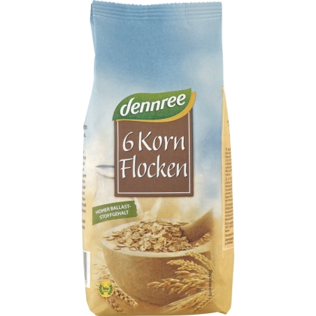 Fulgi din 6 cereale, bio, 500g, Dennree