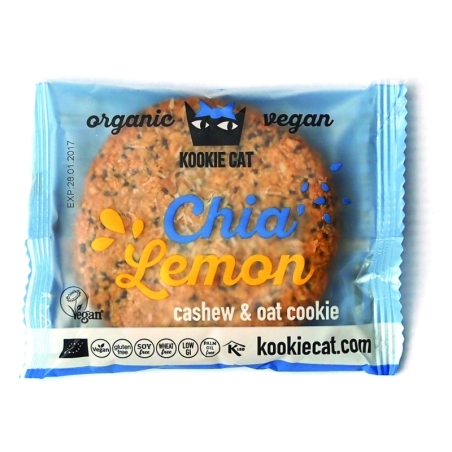 Cookie cu chia și lămâie, fără gluten, eco, 50g, Kookie Cat
