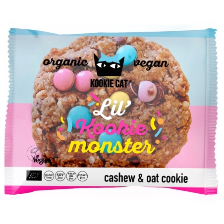 Cookie cu dropsuri colorate de ciocolată, fără gluten, bio, 50g, Kookie Cat