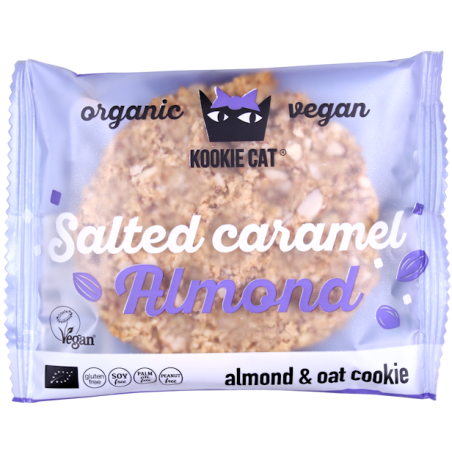 Cookie cu migdale și caramel sărat, fără gluten, eco, 50g, Kookie Cat