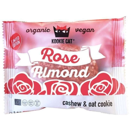 Cookie cu migdale și trandafir, fără gluten, eco, 50g, Kookie Cat