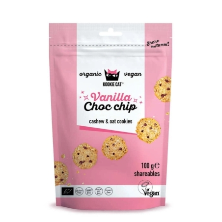 Cookie cu vanilie și ciocolată, fără gluten, bio, 100g, Kookie Cat