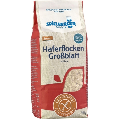 Fulgi mari de ovăz bio integrali fără gluten Demeter, 950g, Spielberger